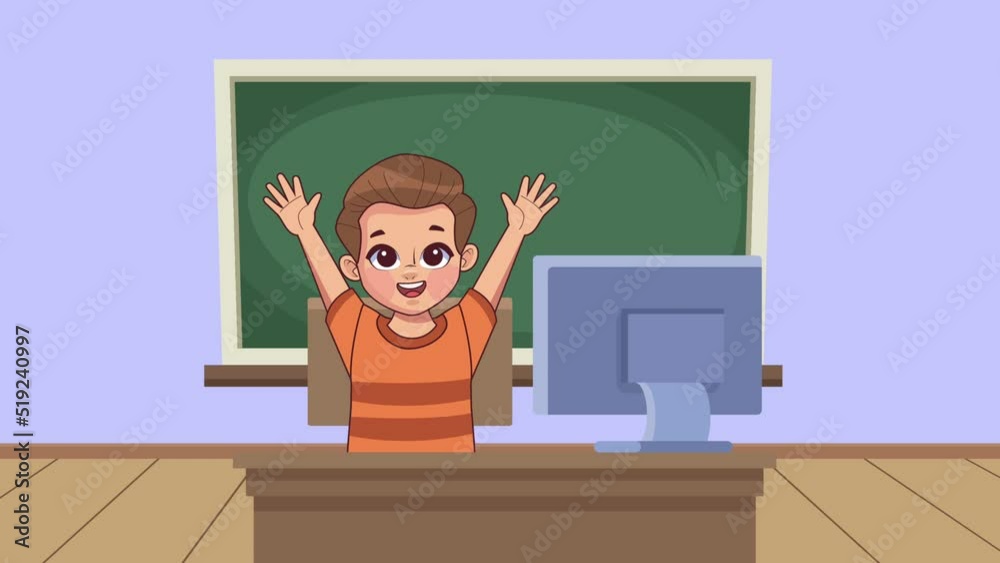 young little boy in classroom animation young little boy in classroom animation