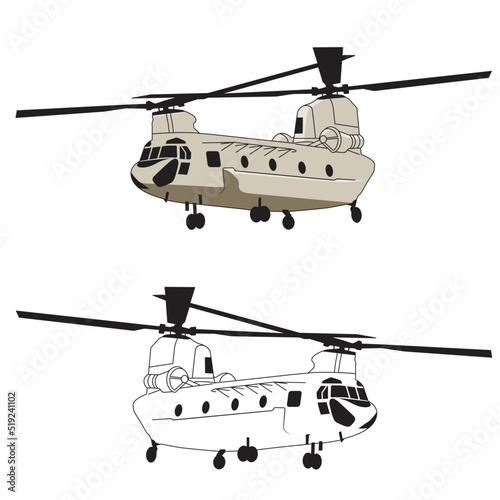 chinook military transportation vector design photo