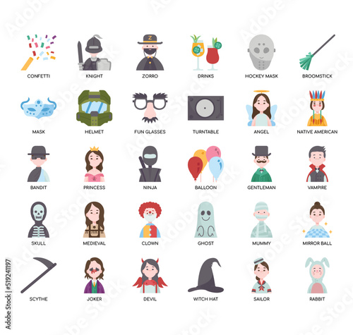 Set of Costume party thin line icons for any web and app project.