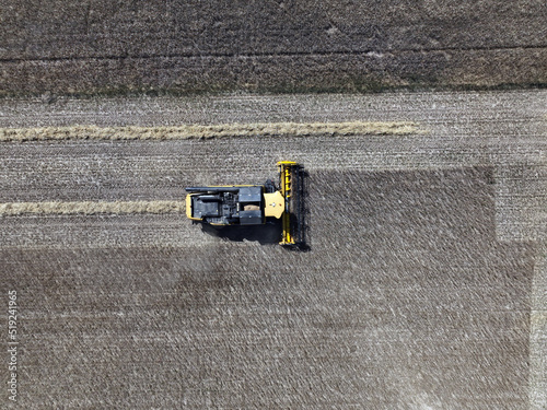 Aerial view of grain harvest in Brandenburg, Germany