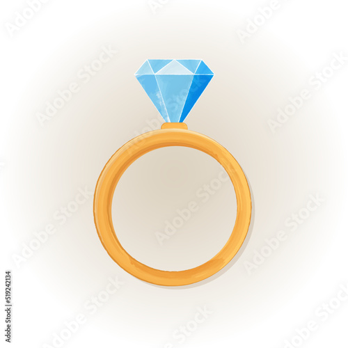 Vector cute engagement ring colorful isolated icon