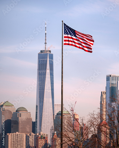 American Flag and One World Trade Center  photo