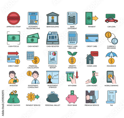 Set of Banking  thin line icons for any web and app project.
