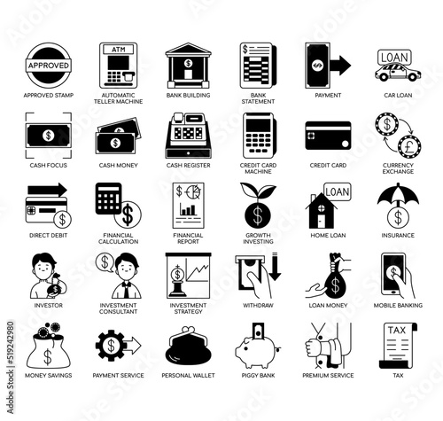 Set of Banking  thin line icons for any web and app project.