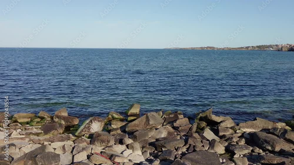 Bulgarian landscape with the Black Sea and stones at sunset Bulgarian landscape with the Black Sea and stones at sunset