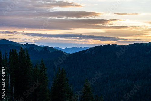 Sunrise over the Holy Cross Wilderness. Colorado Rocky Mountains, near Beaver Creek. 