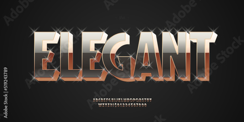Vector elegant font 3D bold gold style modern typography. Alphabet for shopping, invitation, premium card, motion, logo, poster, video, t shirt, book, animation, banner, game, movie, printing. 10 eps