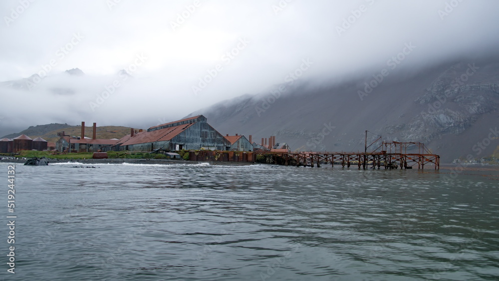 Old pier at the old whaling station at Leith Harbor, South Georgia Island