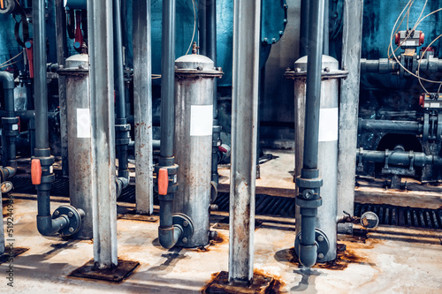 Water purification filter equipment in plant workshop