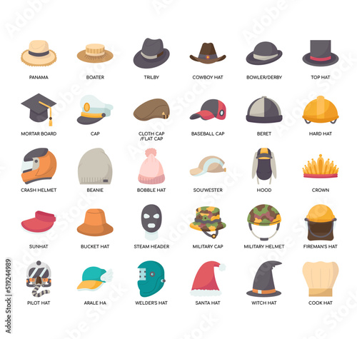 Set of Hat thin line icons for any web and app project.