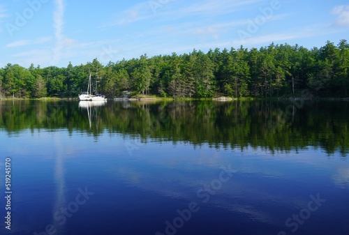 Calm water of a bay in Georgian Bay Islands national Park, Ontario Canada  photo