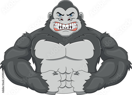 cute muscle gorilla cartoon