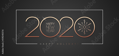 Happy New 2020 Year celebration backgound golden style for layout design, calendar, holiday cover, flyer, brochure, party poster, greeting card, invitation. Luxury festive banner. vector 10 eps