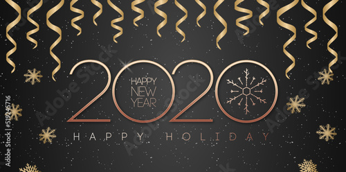 2020 celebration banner gold style for calendar, cover, flyer, brochure, party poster, greeting card, invitation, holiday banner, printing, layout design. Luxury festive background. 10 eps