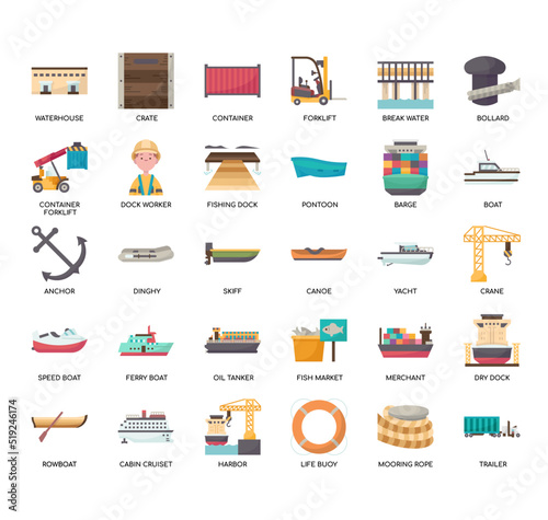 Set of Port thin line icons for any web and app project. photo