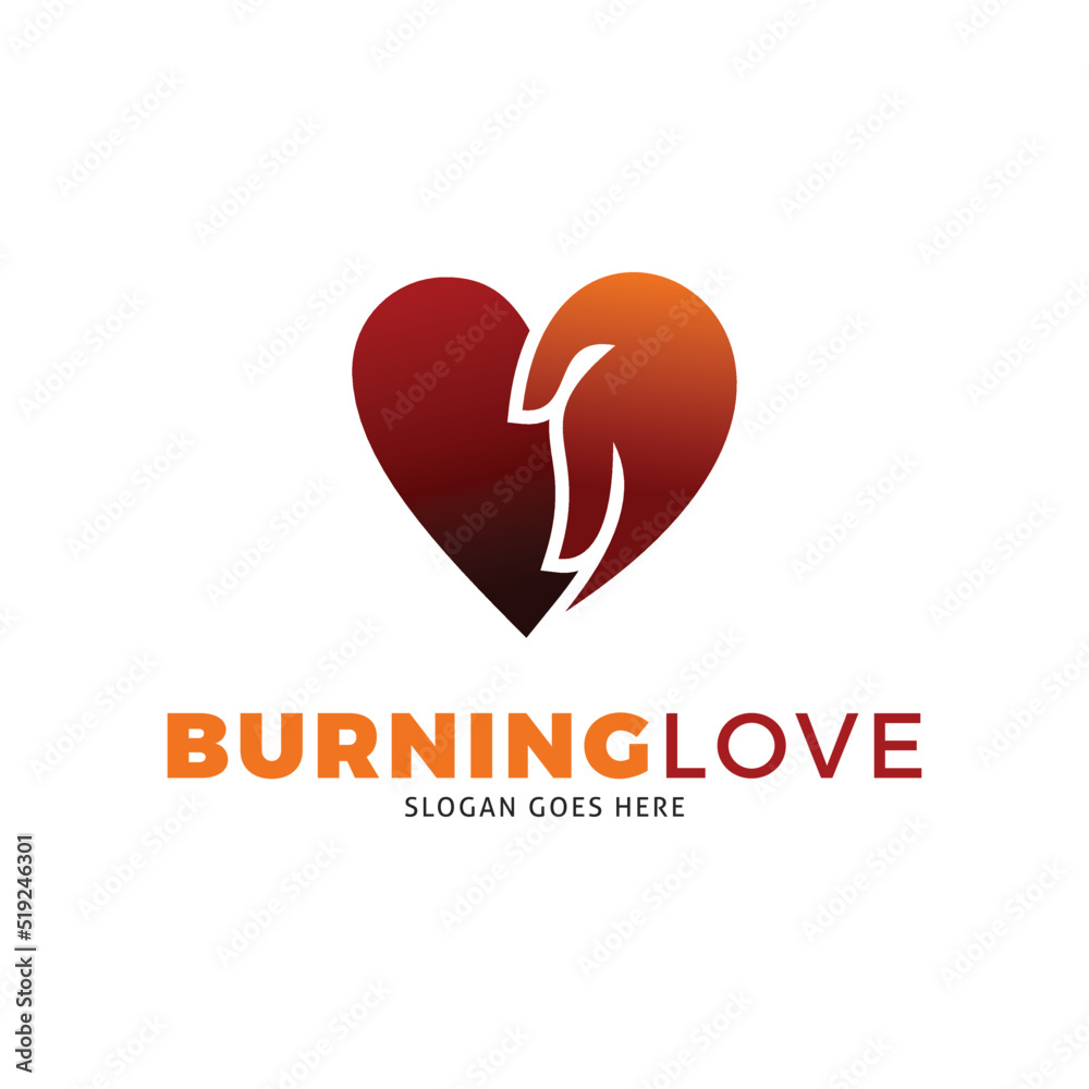 Burning Love Icon Vector Logo Template Illustration Design