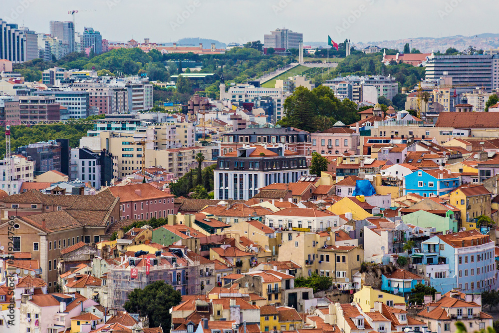 Panoramic view of Lisbon city from Monastery viewpoint, Lisbon, Portugal