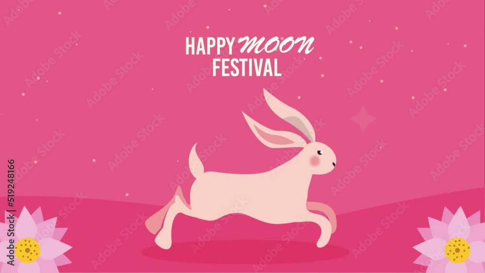 happy moon festival lettering with flowes happy moon festival lettering with flowes