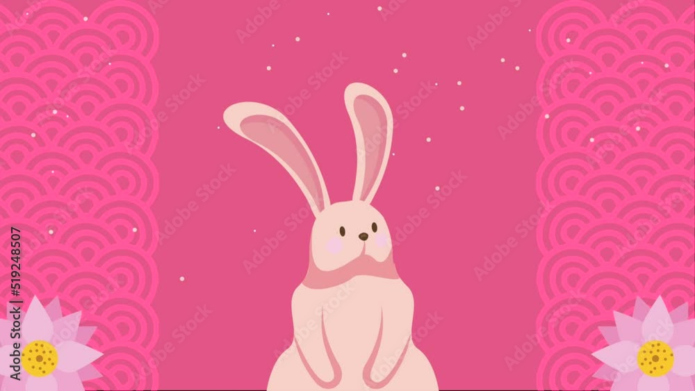 cute rabbit with flowers animation cute rabbit with flowers animation