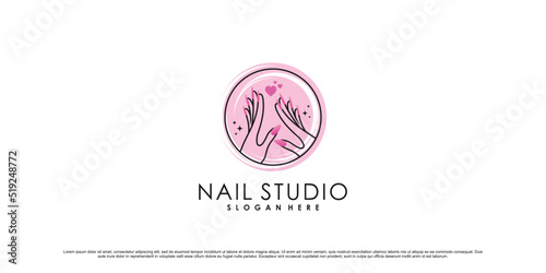 Nail studio logo design illustration for nail beauty salon with unique concept Premium Vector