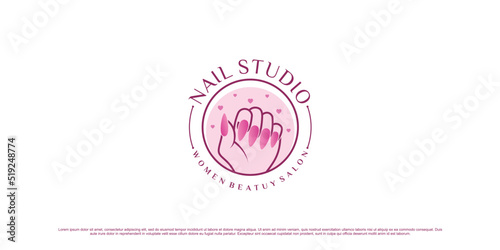 Nail studio logo design illustration for nail beauty salon with unique concept Premium Vector
