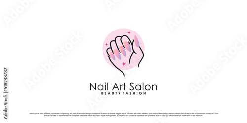 Nail polish logo design for nail beauty salon with creative element Premium Vector