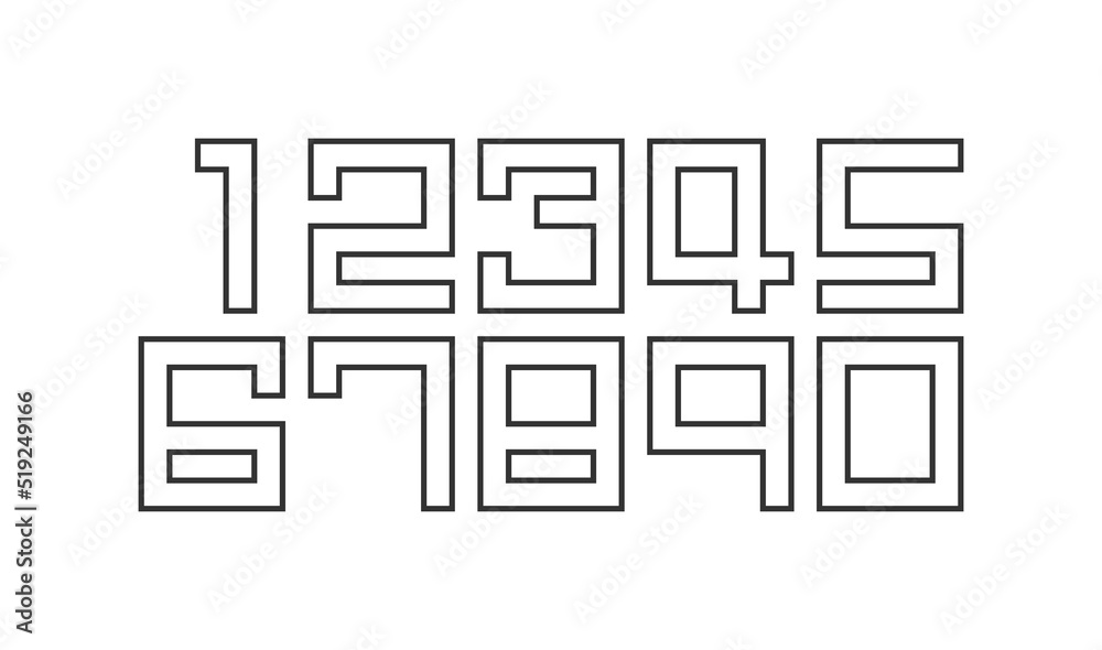 Number set vector font , modern design. Number set vector font , modern design.