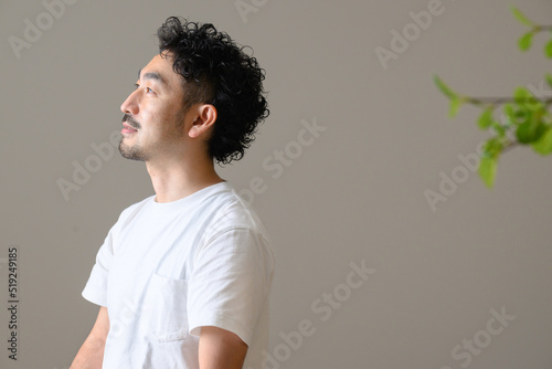 Portrait of a man looking up photo