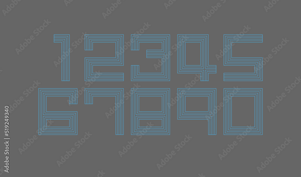 Number set vector font , modern design. Number set vector font , modern design.