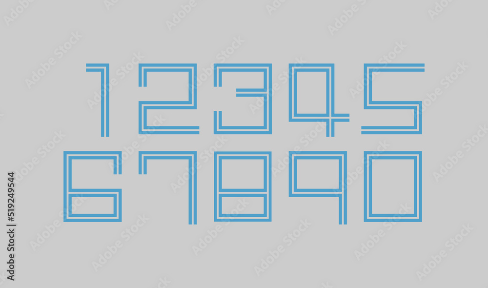 Number set vector font , modern design. Number set vector font , modern design.