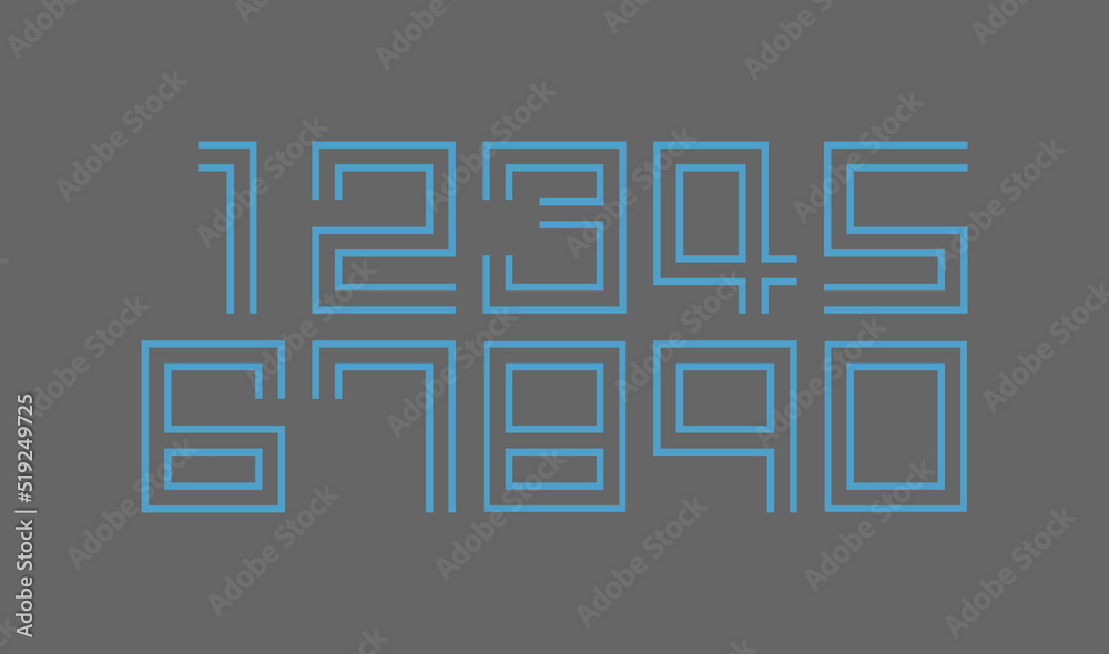 Number set vector font , modern design. Number set vector font , modern design.