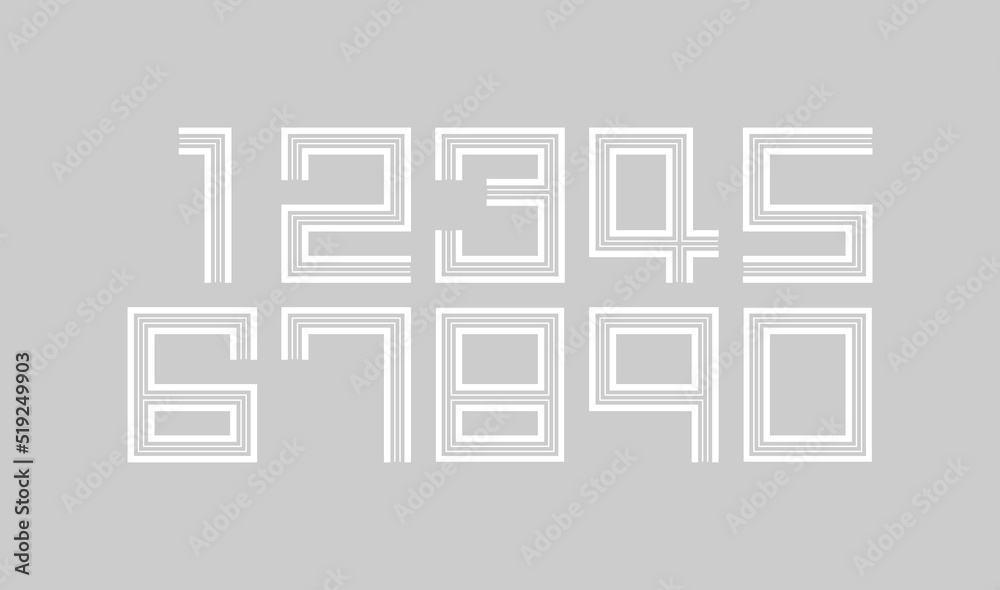 Number set vector font , modern design. Number set vector font , modern design.