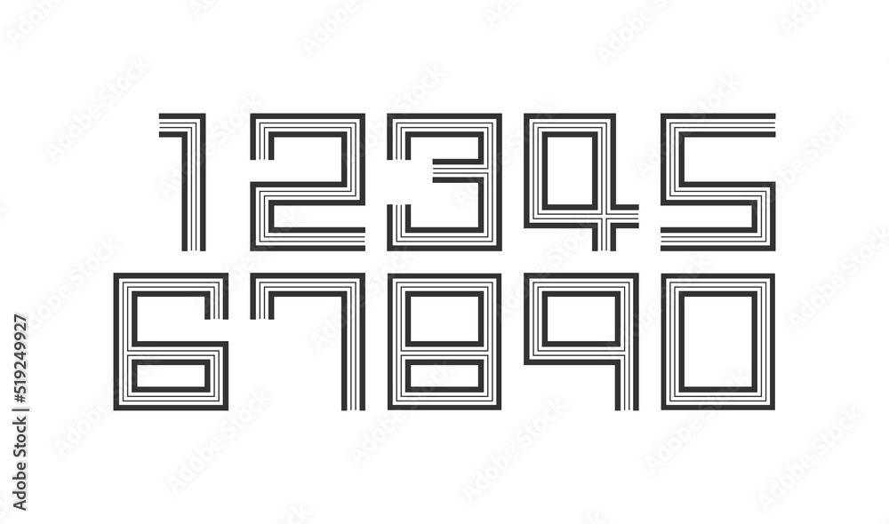 Number set vector font , modern design. Number set vector font , modern design.