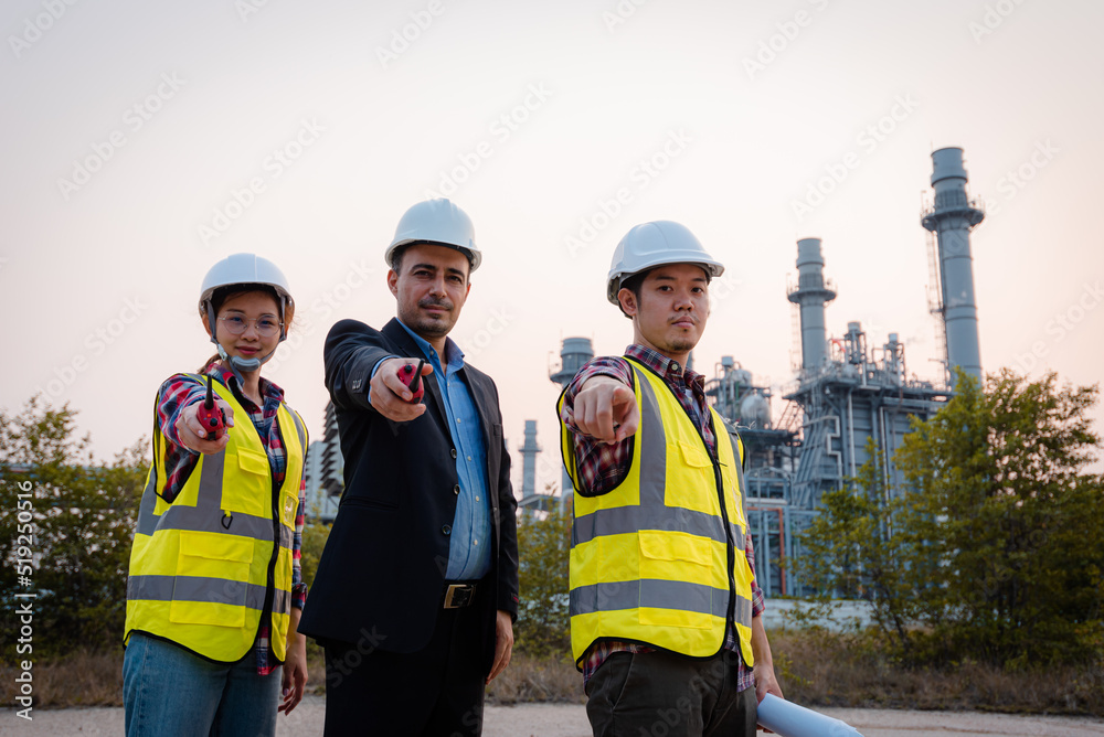 Businessman and engineer meeting and discuss project in working site, Teamwork project concept. Businessman and engineer meeting and discuss project in working site, Teamwork project concept.