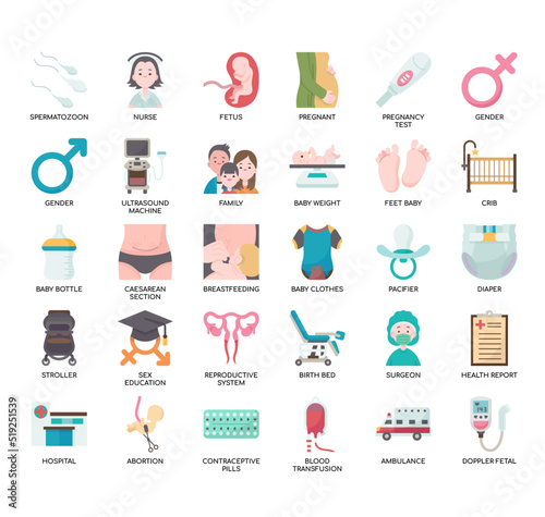 Set of reproductive health thin line icons for any web and app project.