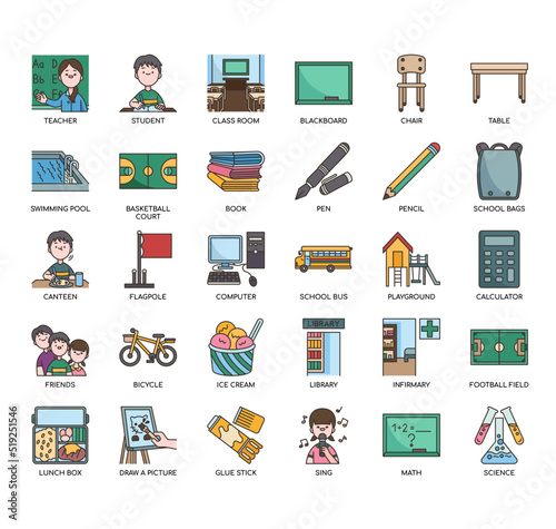 Set of school thin line icons for any web and app project.