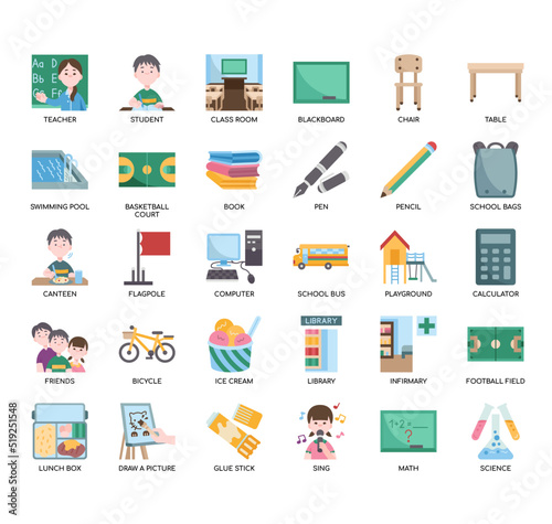 Set of school thin line icons for any web and app project.