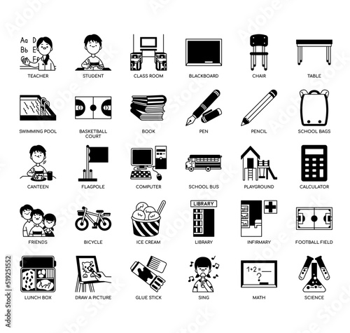 Set of school thin line icons for any web and app project.