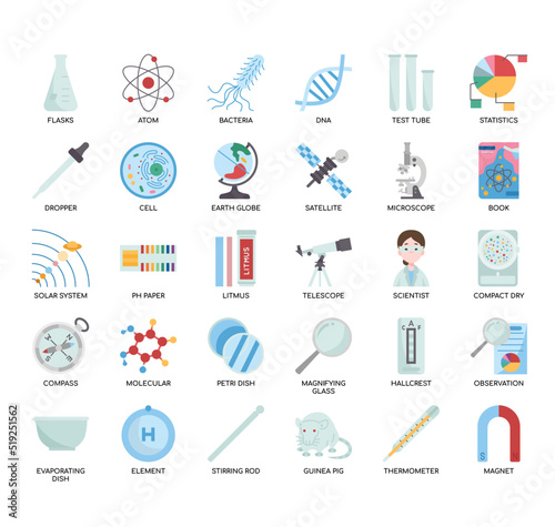 Set of Scientific study thin line icons for any web and app project.