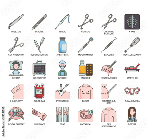 Set of Surgery thin line icons for any web and app project.