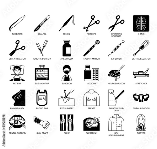 Set of Surgery thin line icons for any web and app project.