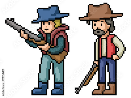 pixel art men with gun