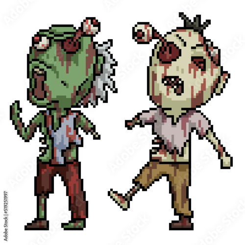 pixel art zombie walking halloween