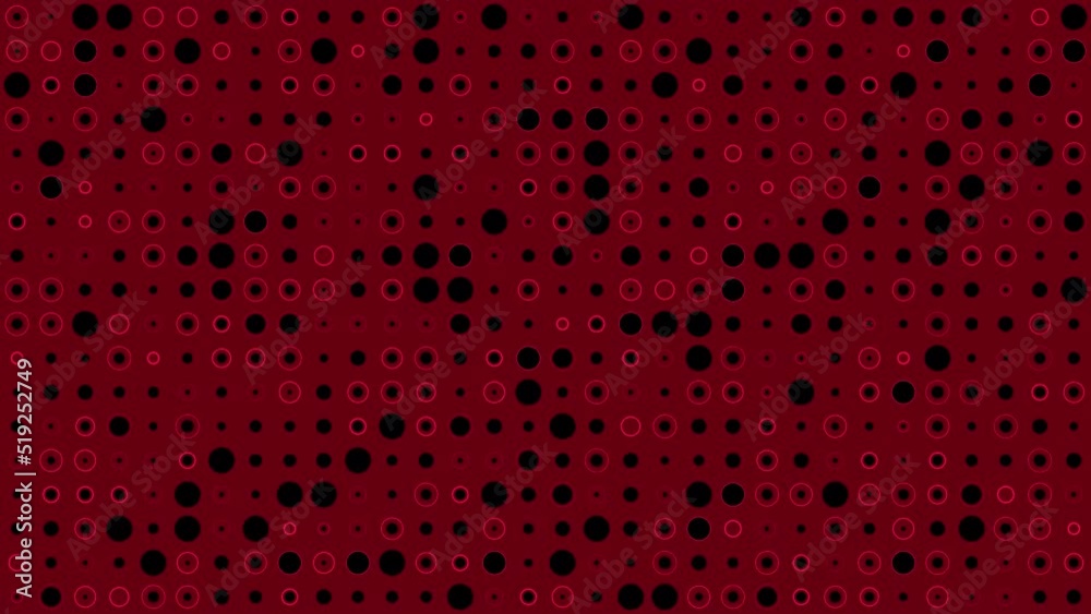 Black and red polka dots blinking randomly and scrolling
on a red background Black and red polka dots blinking randomly and scrolling
on a red background
