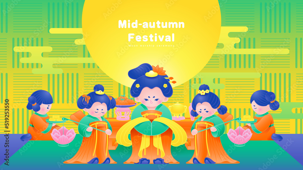 Mid Autumn Festival girls celebrate the moon
