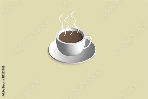 Slika na platnu hot coffee white mug ready to serve in the morning 3d rendering illustration