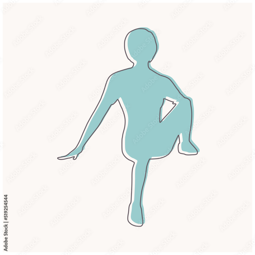 Silhouette of sitting young woman in thin line style