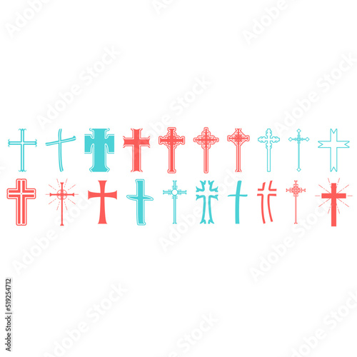 Christian crosses icons collection. Religion concept illustration