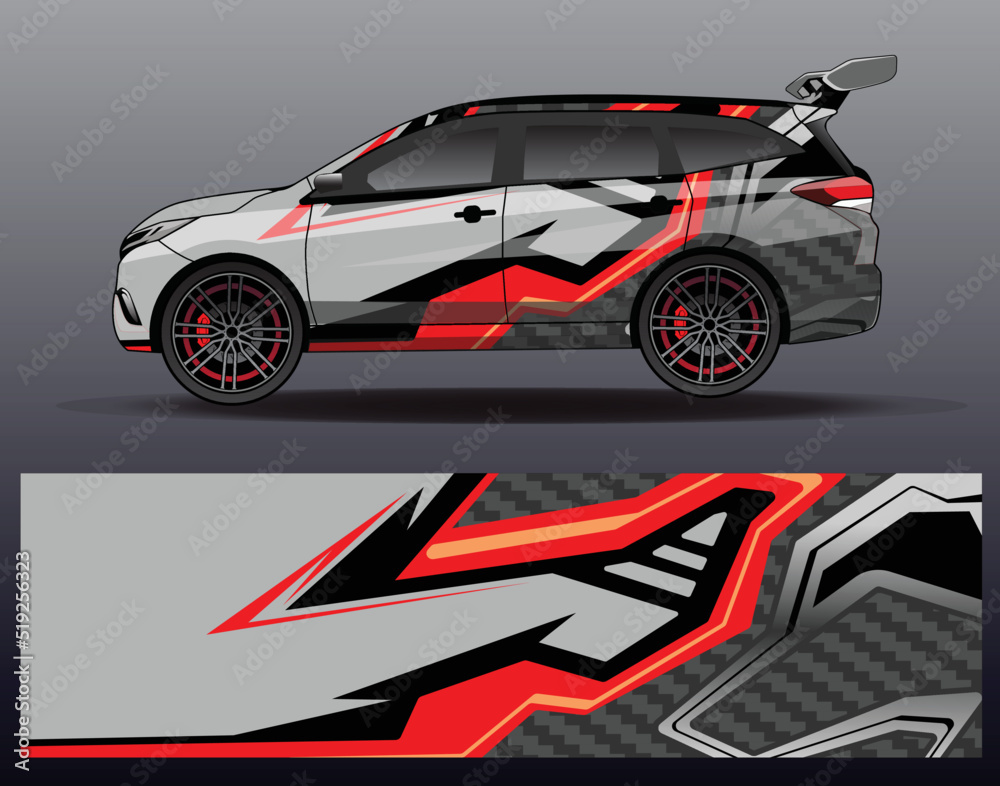 Naklejka premium Car wrap decal graphics. Abstract eagle stripe, grunge racing and sport background for racing livery or daily use car vinyl sticker