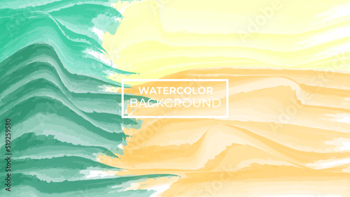 Watercolor background mixed orange, old, young and green colors, easy to edit
